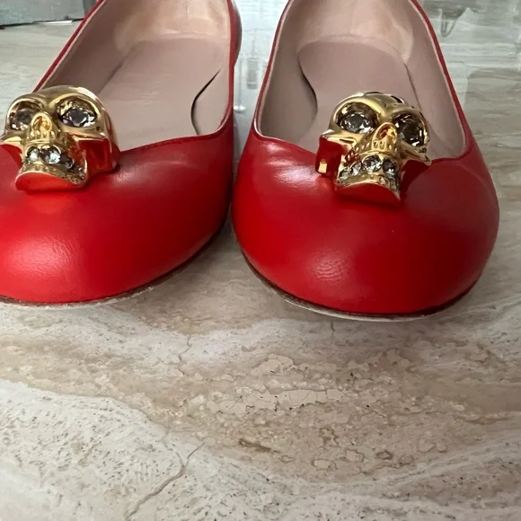 Alexander McQueen gold skull, red / Orange ballerina flat shoes 36 used